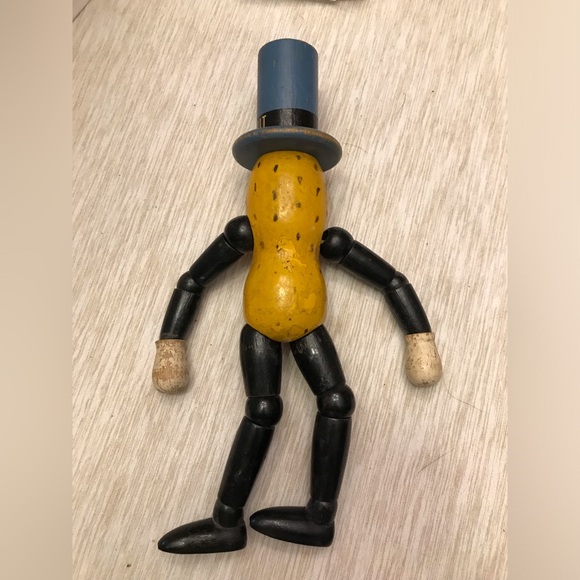 Antique Mr. 🥜 🎩 Mr. Peanut Reticulated Wooden Toy Top Hat Vintage 🎩🥜 - Picture 3 of 9